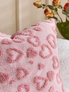 1 chiếc vỏ gối trang trí hình trái tim bằng vải nhung mềm mại, mặt trước bằng vải jacquard, mặt sau bằng vải lông cừu, vỏ gối vuông, vỏ gối trang trí nhà cửa dịp lễ, chất liệu nhung mềm mại, trang trí hiện đại cho ghế sofa, phòng ngủ. - Màu Hồng baby - Xem 6