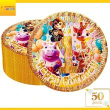 50 Pz Plato Cartón Premium Pastelero Happy Birthday Hb Rojo Confeti Oro - ¡Felicidades! - Ver 2