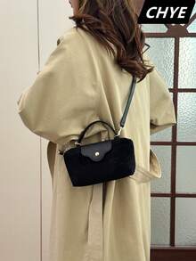 新款女士休闲手提包，多功能纯色尼龙单肩包，波士顿购物时尚斜挎包，可装护照、现金、身份证、信用卡，轻便，夏季包款，送女友的礼物 - 黑色 - 查看 3