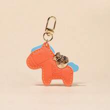 1个男女通用新款PU皮革迷你小马钥匙扣，可爱吊坠，寓意好运，送给亲朋好友，可作包包配饰 - 彩色 - 查看 5
