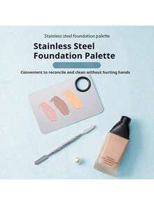 Stainless Steel Foundation Make-Up Makeup Palette Makeup Palette Mini Ring Makeup Palette Makeup Tool Set - Black and White - View 2