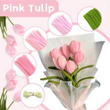 1 pachet de accesorii florale pentru artizanat, tulpini de chenilă, potrivite pentru ambalarea buchetelor de flori DIY, decorațiuni pentru petreceri (roz). Buchete DIY (lalele, buchete de mireasă), cadou ideal, cadou de Ziua Îndrăgostiților - Multicolor - Vizualizare 11