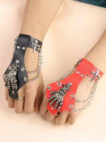 Hip Hop Rock PU Leather Bracelet Men And Women Punk Spikes Rivets Skull Heart Cross Creative Party Bracelet Jewelry Accessories