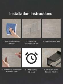 壁挂式浴室置物架/纸巾架，无需钻孔的梳妆台收纳架。适用于新年、斋月、情人节。 - 彩色 - 查看 6