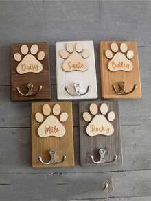 个性化定制文字牵引绳挂钩，定制名字木质墙钩，可定制卡通文字装饰挂钩，猫咪时尚款，个性化木质狗牵引绳挂架，狗绳收纳架，手工狗牌，牵引绳收纳，木质标牌 - 彩色 - 查看 6
