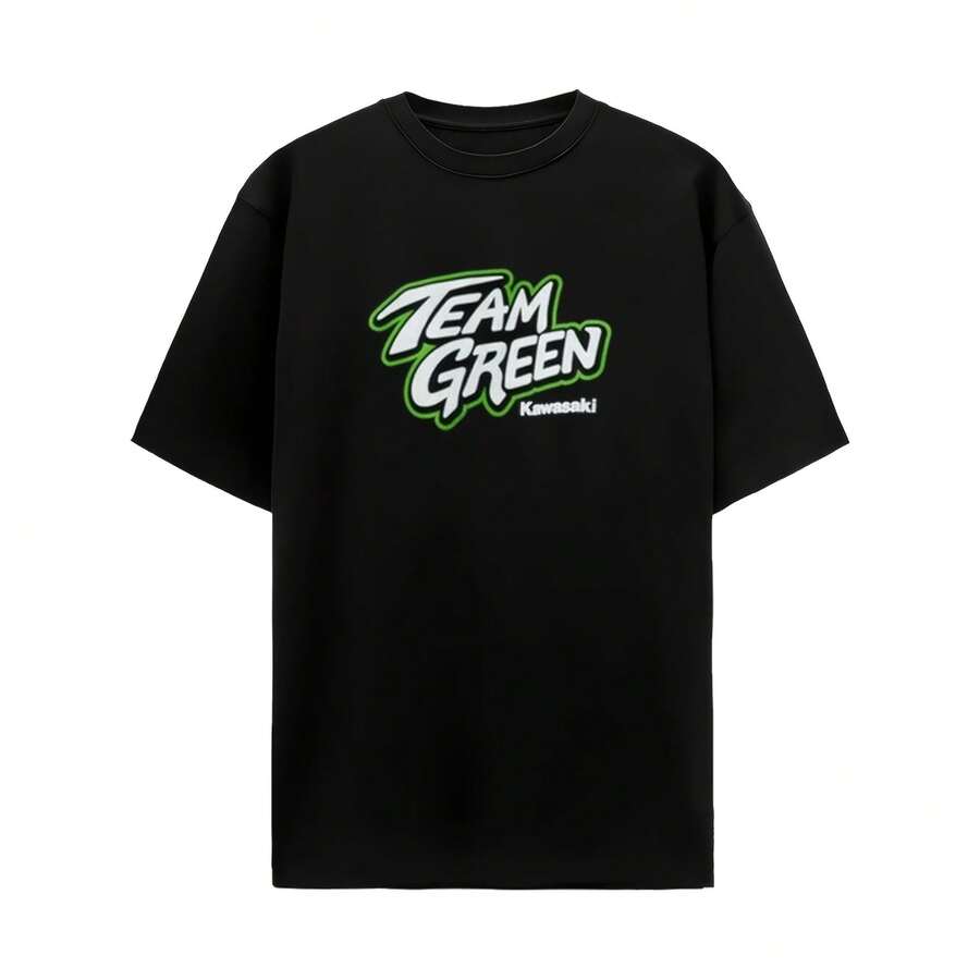 Kawasaki Motors Team Green Racing T-Shirt, Outdoor Gear, Unisex, Summer, Breathable, For Motorcyclists, Cool Fashion Gift. - Black - View 1