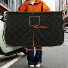 1pc Fleece Motorcycle Leg Windshield Skirt, Easy Installation, Front Large Pocket, Windproof & Warm (Can Also Be Used As Wheelchair Blanket), Waist Elastic Band For Winter Riding, Black, Suitable For Electric Scooters