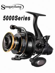 SOUGAYILANG Carp Fishing Reel With Dual Brake System | 6+1 Bearings, 5.5/4.7:1 Gear Ratio | Precision Machined Aluminum Spool | Interchangeable Left/Right Handle, Suitable For Freshwater Carp Fishing