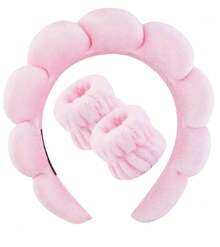 5 PCS/3PCS Girls Sponge Spa Headband Wristbands With Large Flower Hair Claw Clip Gift Set Hair Stuff Hair Accessories Set With Delicate Box For Party Gifts And Daily Use - 彩色 - 查看 10