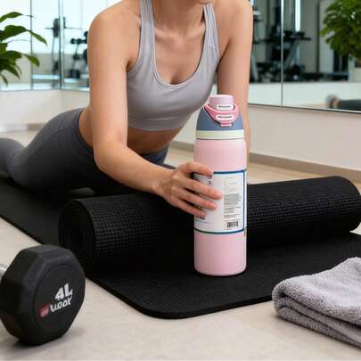 32oz Stainless Steel Insulated Sports Water Bottle With Straw, Suitable For Sports, Travel And School; 32oz Large Capacity Metal Vacuum Insulated Reusable Coffee Travel Mug; 32oz Portable Water Bottle; Keeps Hot/Cold For Hours; Sweat-Proof; Durable; 32oz Sports Water Bottle, Ideal For Outdoor Activities, Camping, Driving, Great Birthday And Christmas Gift For Fitness Enthusiasts