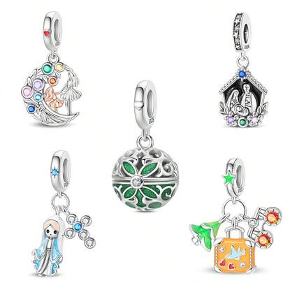 畅销款镀银可移动动物护身符吊坠珠，适合DIY手链，时尚优雅，是送给女性的生日礼物