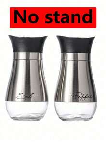 2件套盐和胡椒瓶，玻璃调味瓶，可爱调味罐，适合户外野餐和烧烤，黑/银色 - 彩色 - 查看 13