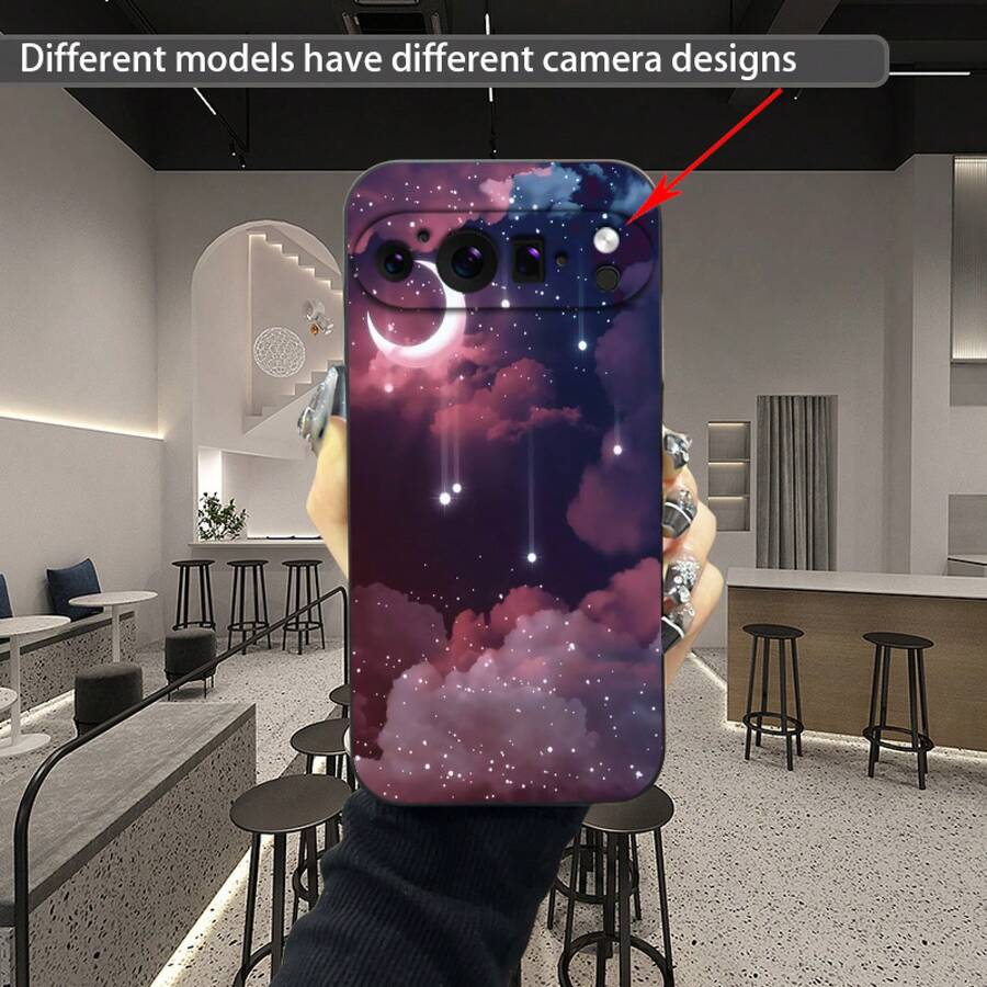 星空流星ハンドルのスマホケース  Pixel 9 9Pro Xl 8 8A 8Pro 7 7A 7Pro 6 6A 6Proに適しています ブラックフロスト耐衝撃性落下防止保護カバーシェル - ブラック - チェックする 1