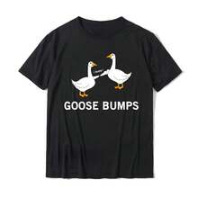 Kawaii Goose T-Shirt, Funny Silly Goose T-Shirt For Women And Men, Casual Work T-Shirts, Oversized T-Shirts, Custom T-Shirts - 黑色 - 查看 1
