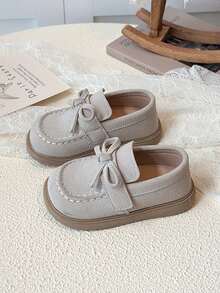 2026 Spring New Girls Shoes, 1 Pair Comfortable Flat Shoes For Baby Girls, Bow Decor Cute Infant Toddler Shoes, Fashionable Baby Outdoor Flat Shoes, Soft & Durable Casual Shoes - Beige - View 3