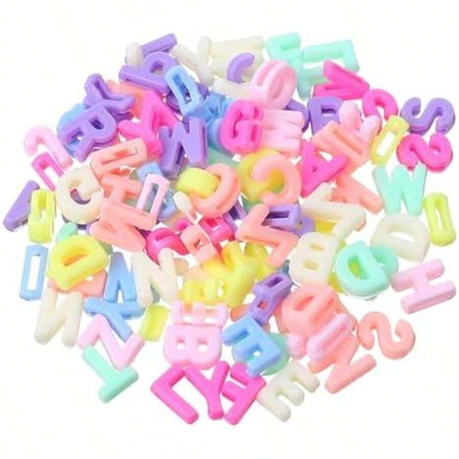 350 Pcs Large Alphabet Letter Beads 11mm Big Bubble Letter Charms A-Z Mixed Acrylic Shape Loose Bead For Jewelry Making Bracelets Necklaces Key Chains DIY Crafts (Solid Colors) - / - 查看 1
