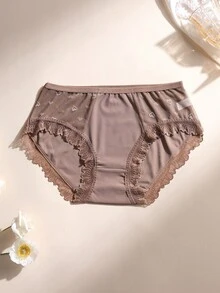 5 PCS Women's Sexy Lace Splicing Triangle Panties Low Waist Seamless Briefs Ice Silk Comfortable Sports Underwear Lingerie