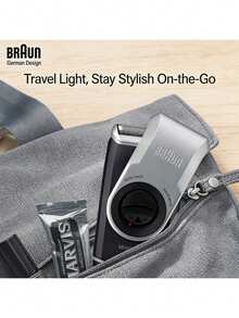 Braun M60 輕量化輕便刮鬍刀 118g機身 口袋隨行收納 乾電池即裝即用 旋蓋保護 SmartFoil刮鬍系統 黑色 - 黑色 - 查看 3