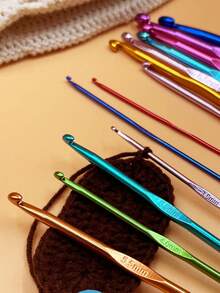 5支/9支/12支/14支铝制钩针套装，光滑铝制材质，适用于大多数毛线和钩针编织项目