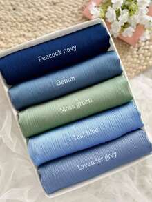 5pcs/Pack Satin Textured Solid Color Muslim Women Hijab Scarf Set