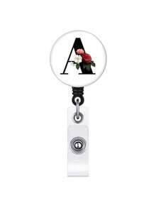 1pc Retractable ID Badge Reel With Clip, Rotary Clasp Fit For A-Z ID Cards, White Glass Keychain, Suitable For Nurses, Doctors, Office Supplies, Back To School Identification, Meaningful Gift For Halloween, Christmas, Valentine's Day, New Year For Friends, Colleagues, Teachers, Elders