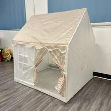 1pc Fabric Pet Bed, Removable & Durable Warm Design, Suitable For Indoor & Outdoor Use In Winter. Semi-Enclosed Structure Ensures Pet Safety. Warm & Comfortable Pet Bed, Ideal Choice For Autumn/Winter, Removable & Washable, Fit For Small, Medium & Large Pets. Reinforced Double-Door Structure, Convenient Storage, Space-Saving. (Available In Khaki, Yellow And Pink)