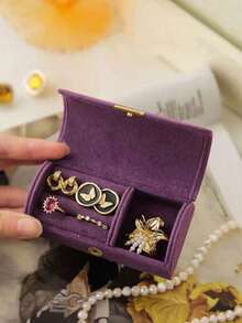 1pc Compact & Elegant Jewelry Box, Can Store Earrings, Rings, Necklaces, Jewelry Organizer Box, Gift For Girlfriend, Suitable For Sunny Travels, Makeup Room Decor - Multicolor - View 9