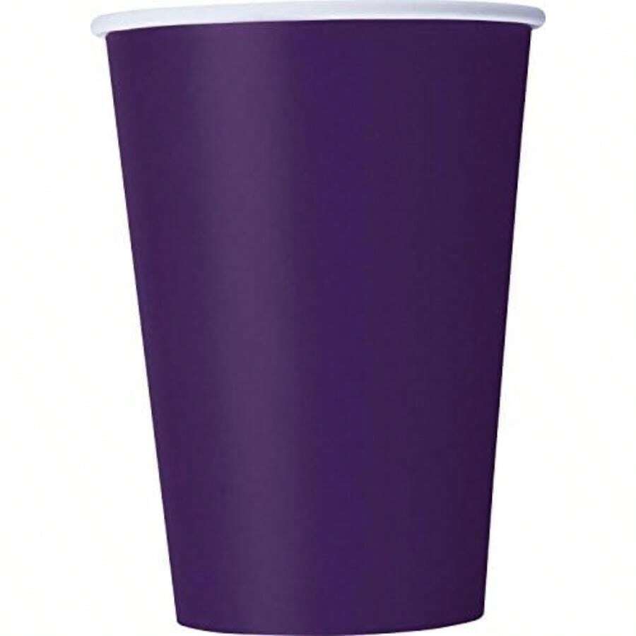 Unique Party 31857 Vasos de papel, Color ,(Púrpura profundo 10 unidades) - Multicolor - Ver 1