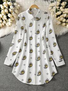 女士长袖全印花休闲阿拉伯风格上衣 - 彩色 - 查看 1