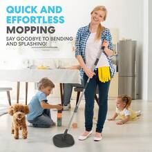 360° Square Spin Mop And Bucket System Dual Compartment Separate Clean And Dirty Water 3 High-Absorbent Microfiber Washable Heads All Types Floor Cleaning - Xám - Xem 4
