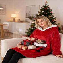 Bupekbee Wearable Blanket Hoodie With Giant Pocket, Soft Warm Sherpa Fleece Oversized Blanket Sweatshirt Gifts For Women Men - ColorJ - 查看 4