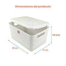 Pack 2 Canastas Con Tapa Estilo Rattan Multiusos - Blanco - Ver 8