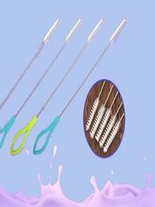 10pcs/Set Stainless Steel Thicker & Longer Straw Cleaning Brushes, Nylon Material, Suitable For Baby Bottles, Water Bottles, Glass Tubes, Kitchen, Bathroom And Home Use - Multicolor - View 10