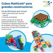 Learning Resources MathLink Cube Big Builders Actividades de Matematica Basica Juguetes Stem Juegos Educativos para Nios 200 Piezas Edades 5+Duradero y cultiva el interés de los niños - Multicolor - Ver 3