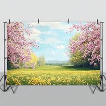 2Dfalt，1件装春日樱花草甸图案，为周年纪念、毕业典礼或特殊活动营造梦幻氛围！经久耐用，更添精致格调。 - 1件 - 查看 7