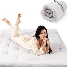 1pc Japanese Style Futon Mattress Pad Breathable Tatami Mat Bedding Mattress Cover Soft Mattress Protector Down Alternative Filling Mattress Topper Floor Mat White - White - View 1