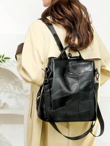 Mochila de cuero PU con parches antirrobo para mujeres, bolso de moda multifuncional para uso diario, bolso de viaje ligero con múltiples bolsillos y gran capacidad, mochila minimalista conveniente para estudiantes, enfermeras, maestros, profesionales de negocios, viajes, ir y venir, compras, oficina, citas, senderismo, entrenamiento, trabajo, regalo de cumpleaños, regalo de vacaciones