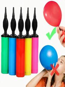 1/2/3/5pcs Double Action Handheld Balloon Pump Set, Reusable Plastic Manual Air Pump, Suitable For Balloons, Swim Rings, Labor-Saving Birthday Wedding Party Holiday Decoration Tool, Random Color - Multicolor - View 3