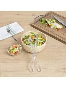 1pc Transparent Plastic Salad Scissors And Tongs - Reusable Heavy Duty Sanitary Cutlery, Kitchen Tongs, Multipurpose For Grilling, Buffet, Party Catering, Salad Dressing And Serving - Suitable For Large Groups