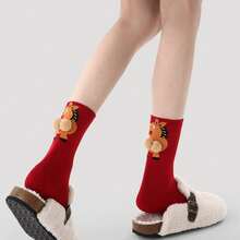 1双女士3D立体马主题趣味袜子，喜庆红色，适合秋冬季穿着 - 彩色 - 查看 6