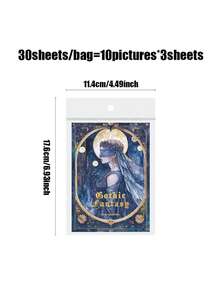 30sheets/Bag Gothic Fantasy Series Dark Theme Background Materials, DIY Scrapbooking Stickers Suitable For Phone Cases, Water Bottles, Car Cups, Computers, Guitars, Bicycles, Skateboards, Luggage, Diaries, Etc. - Multicolor - View 3