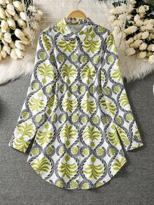 女士长袖全印花休闲阿拉伯风格上衣 - 彩色 - 查看 1