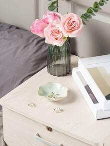 1pc Ceramic Lotus Leaf Shaped Jewelry Tray, Can Be Used As Earring, Ring, Key And Small Accessory Storage Dish, Birthday Gift, New Year Gift, Symbolizing Friendship And Love, Suitable For Bathroom Tray, Desktop Storage, Home Decor, Entryway Accessory Holder,Room Decor - Multicolor - View 5