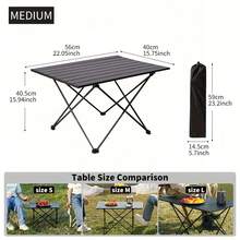 Folding Table, Sturdy, Portable Folding Table Made Of Aluminium For Indoor And Outdoor Use, Square, With Storage Bag, Ideal For Picnics, Parties And Camping. - 黑色M - 查看 2