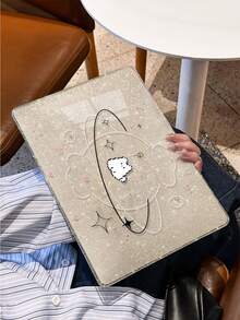 1pc Shiny Transparent Acrylic Laptop Protective Case: Featuring A Pixelated Candy Cat Pattern, Lightweight And Shock-Absorbing, 3D Ventilation Design, Suitable For Various Models (E.G. Air 13 2025/Pro 16 M4), Essential Protective Case For Office And Study - Clear - View 3