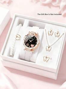 Conjunto de 6/5 piezas de relojes de cuarzo con forma de corazón y diseño de fuegos artificiales, elegante y de moda, adecuado para que las niñas lo usen. Combina bien con collares, pulseras, anillos y aretes con diseño de mariposa, perfecto para ocasiones de la vida diaria como volver a la escuela, reuniones y viajes. Es un regalo de cumpleaños/festividad para niñas. El regalo perfecto para niñas durante la temporada de graduación, el Día de San Valentín y Navidad. Accesorios para niñas - Multicolor - Ver 14