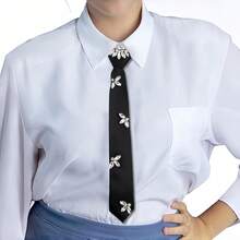 1pc Unisex Rhinestone Tie, Adjustable Fashionable & Elegant Tie Suitable For Shirts, Suits, T-Shirts - Multicolor - View 1