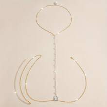 1 Piece Elegant Retro Body Chain For Women - Back Necklace With Exquisite Pendant, Suitable For Parties, Dinners, Beaches, Casual Outfits - Year-Round Charm Jewelry, Beach Accessories, Exquisite Design, Fashion Craftsmanship, Unique Piece, Must-Have For  Enthusiasts - 金色的 - 查看 5