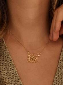 1pc Custom Pet Cat Cut-Out Name Necklace, Customizable 1-3 Names, Custom Name Necklace, Minimalist Necklace, Pet Name Custom Necklace, Personalized Gifts, Women's Necklaces, Custom Necklaces, Women's Jewelry, Cat Commemorative Gifts, Cat Lovers Gifts, Christmas Gifts, Birthday Gifts - Multicolor - View 7