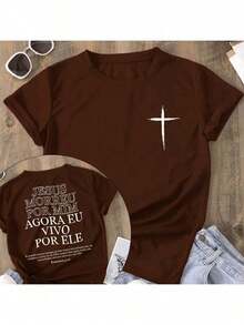 Women's Blouse T-Shirt I Live For Him - Rust Brown - View 2